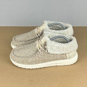 Hey Dude Wendy Fold Y Brushed Cozy Casual Shoes Youth 5 Ivory Comfort